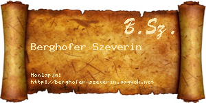 Berghofer Szeverin névjegykártya